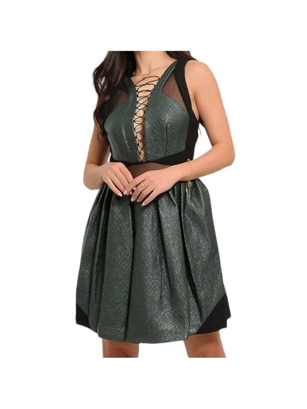 THREE Floor Dress Hidden Glory Sleeveless Shimmer Mini Dress Sz 8 Fairy Glam